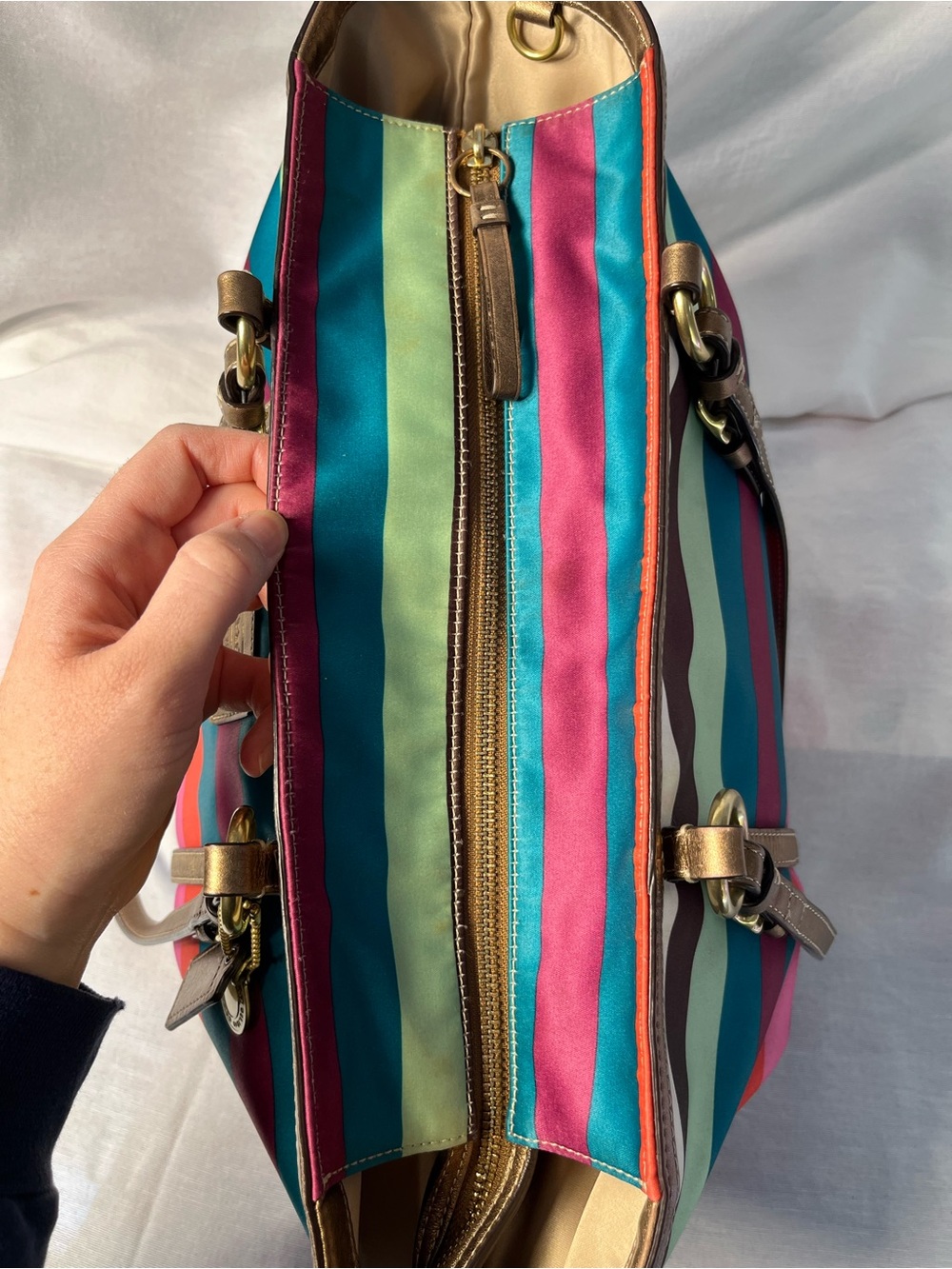 Coach Legacy Striped Sateen Tote - Picture 13 of 17
